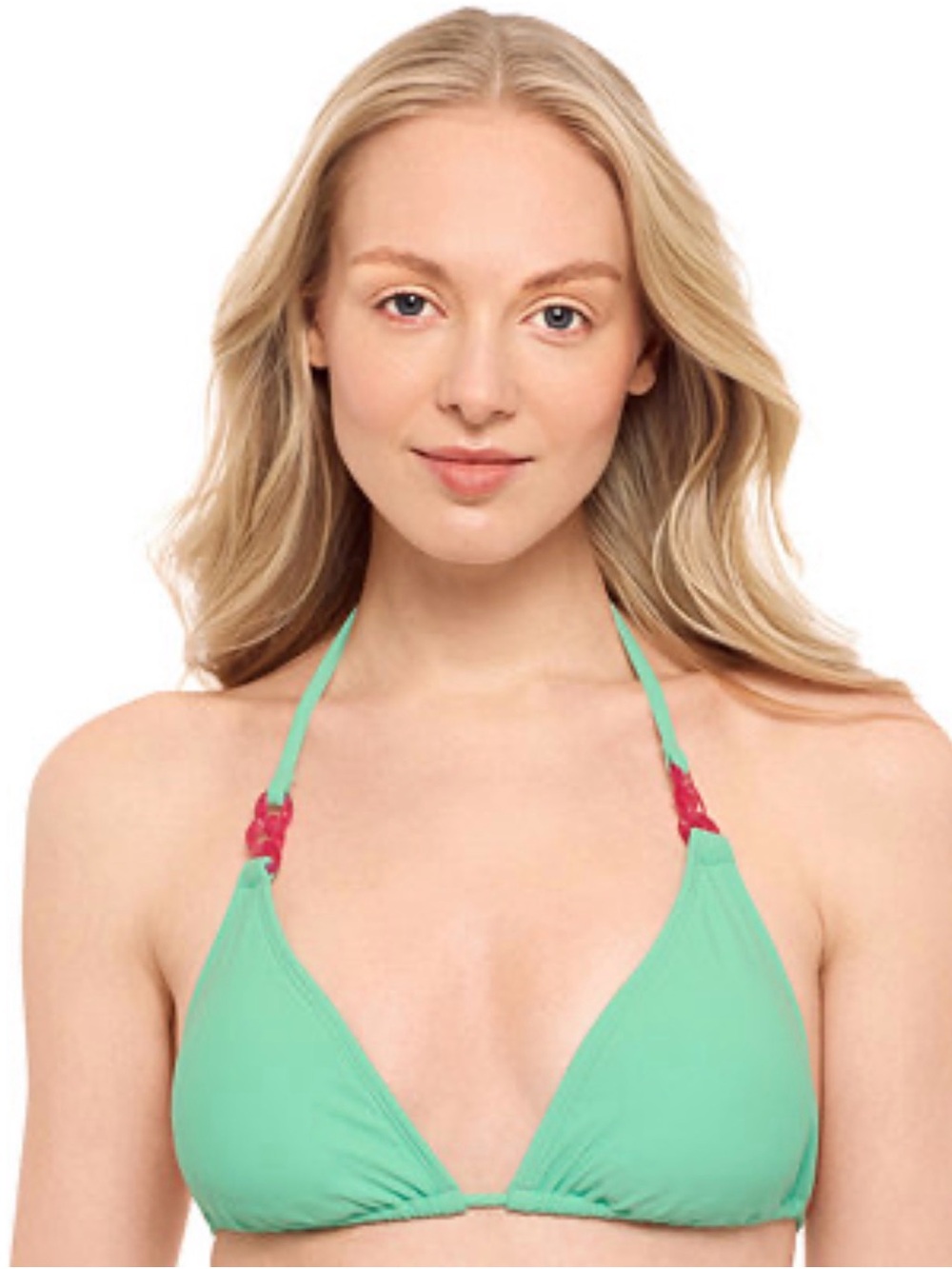 NWT Salt + Cove Triangle Bikini Top with Pink Accent